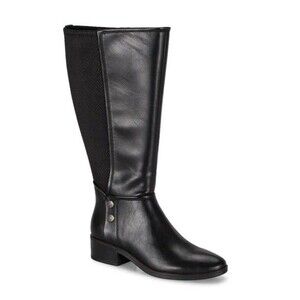 Baretraps Womens 7.5 M Black Faux Leather Knee High Boots NIB XH1